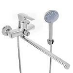 союзкран смеситель для ванны с душем, прямой излив 35см, керам. картридж 35мм, хром, цинк, sk08-p134