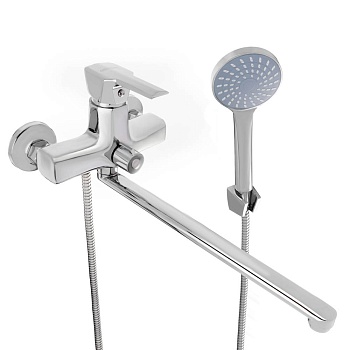 союзкран смеситель для ванны с душем, прямой излив 35см, керам. картридж 35мм, хром, цинк, sk08-p134