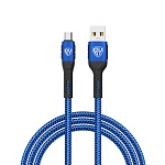 by кабель для зарядки silky microusb, 1м, быстрая зарядка 3а, qc, pd 20w, тканевый, синий от магазина Барс