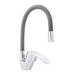 союзкран смеситель для кухни, гибкий излив, керам. картридж 40мм, серый, цинк, sk01-с113