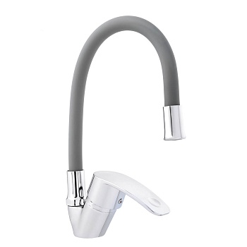 союзкран смеситель для кухни, гибкий излив, керам. картридж 40мм, серый, цинк, sk01-с113