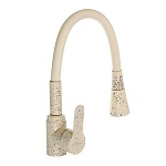 союзкран смеситель для кухни, гибкий излив, керам. картридж 35мм, нерж. сталь, беж. гранит ss01-f32