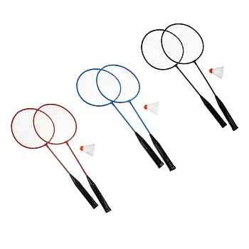 набор для бадминтона, тм by sport, 2 ракетки, 1 волан, в сетке, металл, пластик