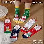 носки женские новогодние, тм turkan, р. 36-41, 90% хлопок, 8% п/а, 2% лайкра, разноцветные, my6902