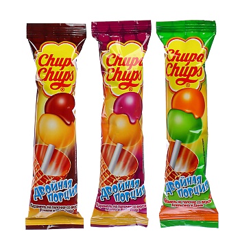 карамель chupa chups двойная порция ассорти, 16,8 г