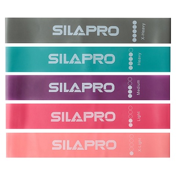 silapro набор фитнес резинок 5шт (2,5кг, 4,5кг,7кг, 9кг, 14кг), 60х5см, латекс