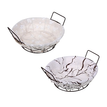 корзина для мелочей тм vetta селеста, круглая, металл, лён, полиэстер, 21х21х7см, 2 дизайна от магазина Барс