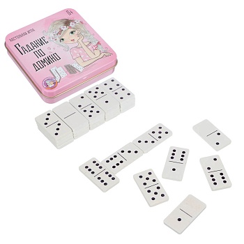 игра настольная "гадание по домино" (жестяная коробочка) 9х9х2см