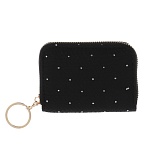кошелек кардхолдер на молнии с декором тм юl адима, полиэстер, металл, 10,5х8 см, черный