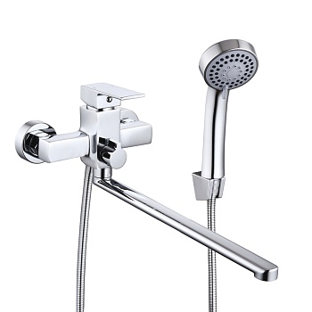 rain смеситель для ванны цитрин, прямой излив 30см, душ. набор, картридж 35мм, латунь, хром