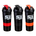 silapro спортивный шейкер 3 в 1  (пружина-венчик, два контейнера), 500мл, 25x9см, полипропилен