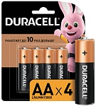 батарейки 4шт/уп, duracell basic, aa (lr06, 15а), алкалиновые от магазина Барс