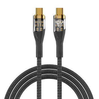 by кабель для зарядки space cable techno type-c-type-c, 1 м, 5а, быстрая зарядка, pd 65w, черный от магазина Барс
