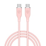 by кабель для зарядки elite type-c - type-c, 1м, 5а, 65w, быстрая зарядка pd, розовый от магазина Барс
