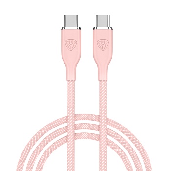 by кабель для зарядки elite type-c - type-c, 1м, 5а, 65w, быстрая зарядка pd, розовый от магазина Барс