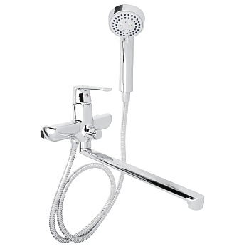 rain смеситель для ванны гранат, прямой излив 35см, душ. набор, картридж 35мм, латунь, хром