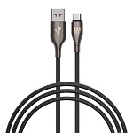 by кабель для зарядки керамика type-c, 1м, 3а, быстрая зарядка qc3.0, тканевая оплётка, черный от магазина Барс