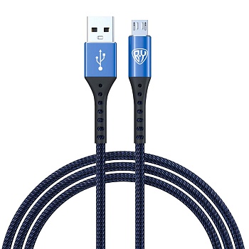 by кабель для зарядки адреналин micro usb, 1м, 3а, быстрая зарядка qc 3.0, синий от магазина Барс