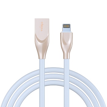 forza кабель для зарядки flat white ip, 1м, 2а, белый, пакет от магазина Барс