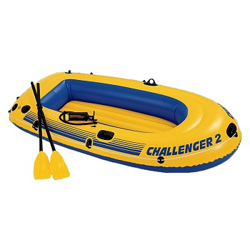 intex лодка надувная challenger 2 set 3 камеры, 236x114x41см, до 200 кг весла/насос, 68367np