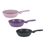 сковорода глубокая литая тм satoshi ботаника d28см, антиприг.покр. мрамор, съем. ручка, инд, 3 цвета интернет-магазин «Барс»