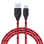 forza кабель для зарядки питон micro usb, 1м, 2а, тканевая оплётка, 3 цвета, пакет от магазина Барс