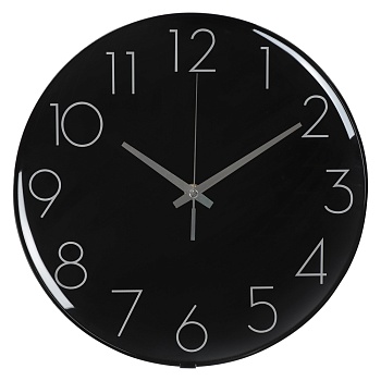 ladecor chrono часы настенные круглые, пластик, d30 см, 1xаа, тикающий ход, пластик, стекло, черный