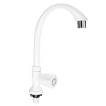 кран для холодной воды, однорычажный, пластик, гайка, белый, mоно-02