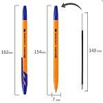 ручка шариковая brauberg "ultra orange", синяя, узел 0,7 мм, чернила германия, наконечник швейцария,