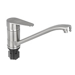 союзкран смеситель для кухни, низкий излив 25см, керам. картридж 40мм, нерж. сталь, ss01-i134