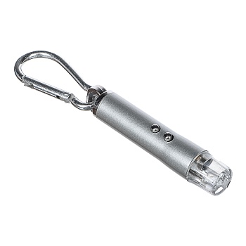 фонарик-брелок на карабине тм ермак, 1 led + уф + лазер, 3xlr44, алюминий, 6,6х1,2 см