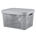 корзина для хранения с крышкой plast team stockholm, 15 л серый шторм от магазина Барс