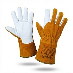 краги из коричневого спилка с ладонью из белой кожи gward argon welder