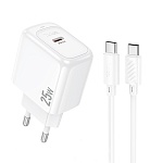 комплект сзу hoco. модель cs53a, usb-c, pd25вт, каб. c-c, белый от магазина Барс