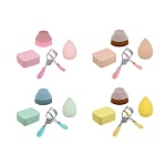 набор для визажа 7 шт тм юниlook (керлер, кисть плоская для тона, спонжи 4шт, блендер 1шт), 4 цвета