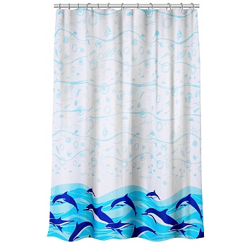 vetta шторка для ванной, с утяжелителем, полиэстер, 90 г/м2, 180x180см, "дельфины" от магазина Барс