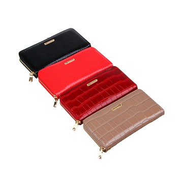 юl кошелек с отд. для карт, купюр и монет, пу, сплав, 19,5х10,5х3см, 2 диз, кж19-24