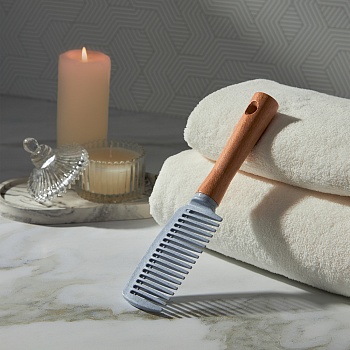 юниlook расческа массажная эко, дерево, нейлон, 21х4,5 см, голубой