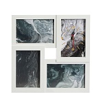 всёгазин фоторамка с часами, на 3 фотографии, 30х30см, пластик, белый