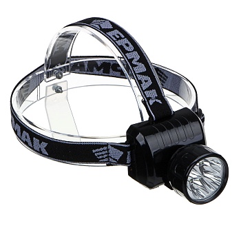 ермак фонарь налобный аккумуляторный 5 ярк. led, вилка 220в, 8х6х7,5см