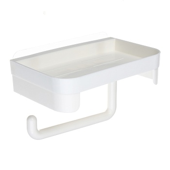 vetta classic держатель для туалетной бумаги, с полкой, пластик, 18x11x4,5 см, молочный от магазина Барс