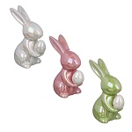 ladecor фигурка в виде зайчика с яйцом, керамика, 3 цвета, 11,2х7,4 см