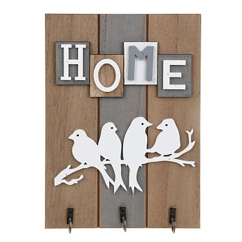 ключница открытого типа home на 3 крючка, 24x17x3 см, мдф