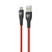 BY Кабель для зарядки Smart Micro USB, 1м, 3A, Быстрая зарядка QC 3.0, тканевая оплетка, красный