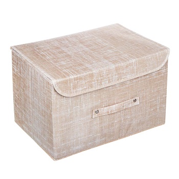 vetta лён кофр для хранения с крышкой, 38х24х24см, полиэстер, бежевый от магазина Барс