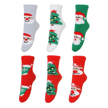 galante носки-антизаносы новогодние высокие, р.23-25, 100% полиэстер, 6 дизайнов