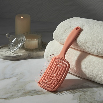 юниlook расческа массажная продувная, пластик, 19,5х6,5 см, оранжевый