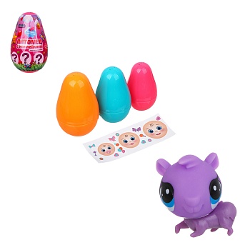 игроленд питомец с наклейками в матрешке, pp, 8х8х13 см, 18 диз.