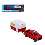 игроленд машина с прицепом "автокемпер", инерция, металл, abs, 21,5х5,3х6,9 см, 10 дизайнов интернет-магазин «Барс»