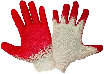 перчатки х/б с толстым латексным покрытием (россия) 1/200